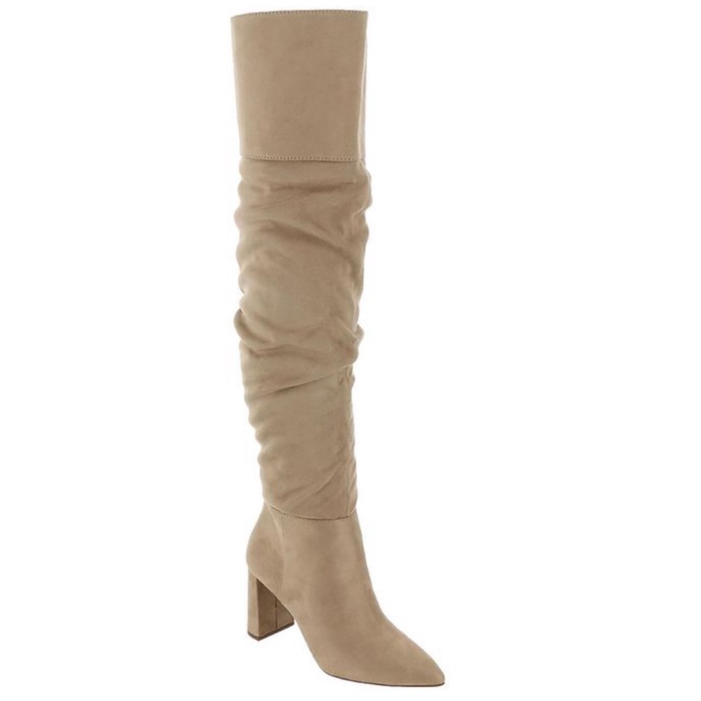 Jessica Simpson Alexiana Faux Suede Thigh High Beige Boots Size 8